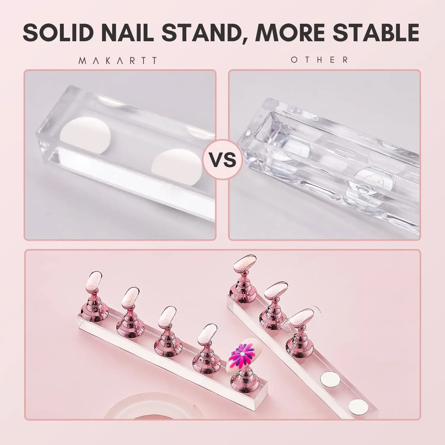 Magnetischer Nagelständer aus Acryl, Nagel-Übungstrainingsset mit 1 m doppelseitigem Klebeband, für Heim-DIY-Salonbedarf