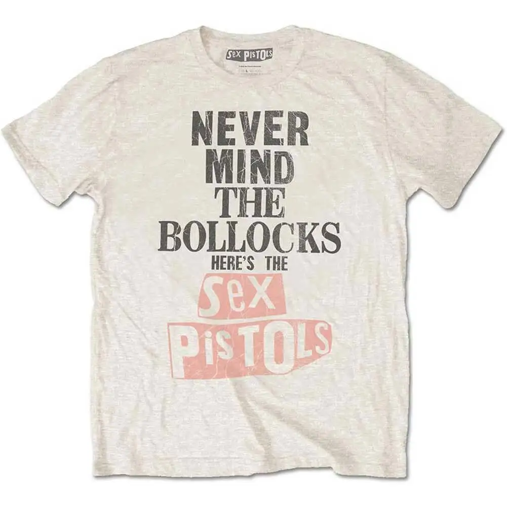 Men's Sex Pistols Bollocks Distressed Slim Fit T shirt Large Natural