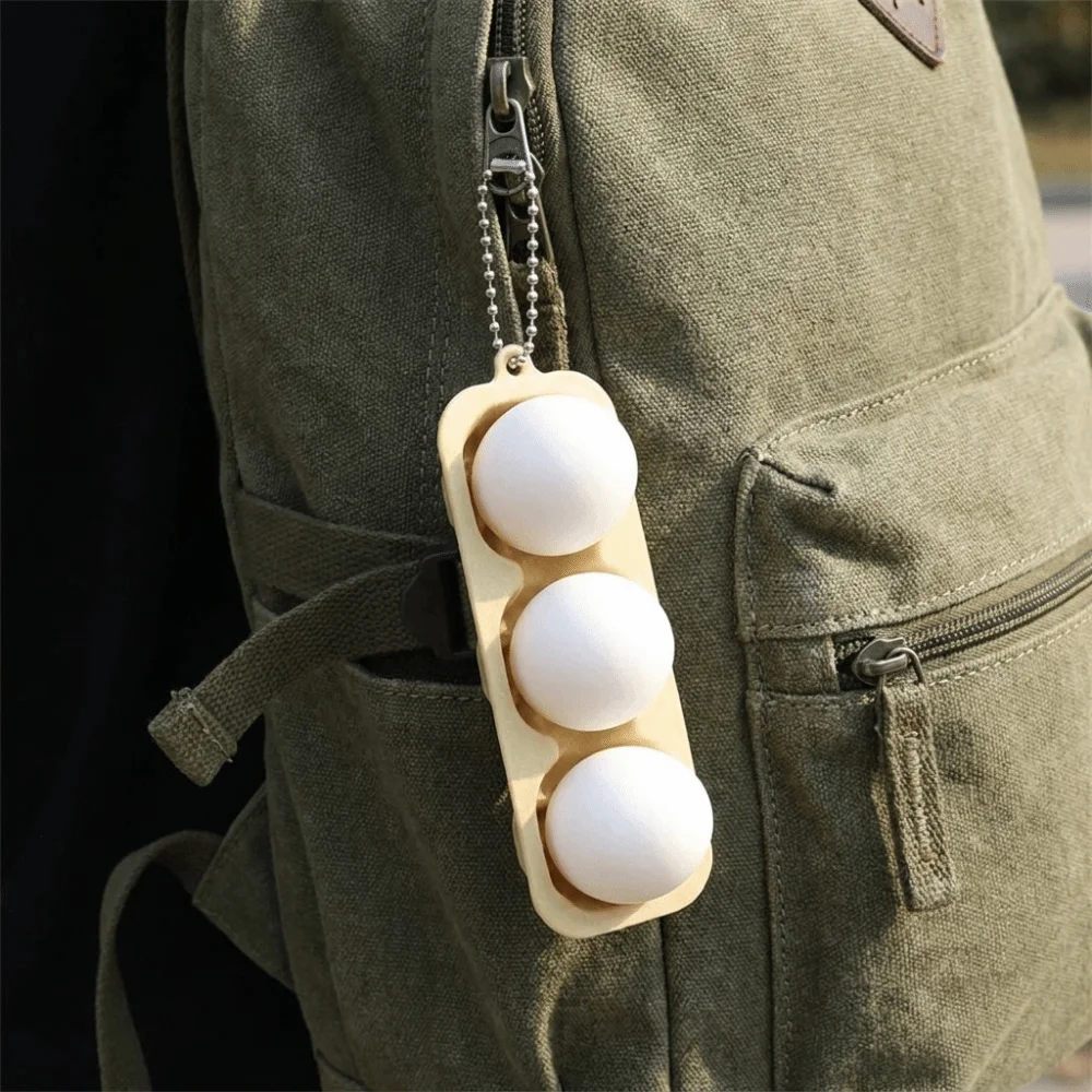 Squeeze 3D Printed Egg Tray Clicker Novelty Portable Button Clicker Keyring Relaxed Cute Egg Button Keychain Backpack Pendant
