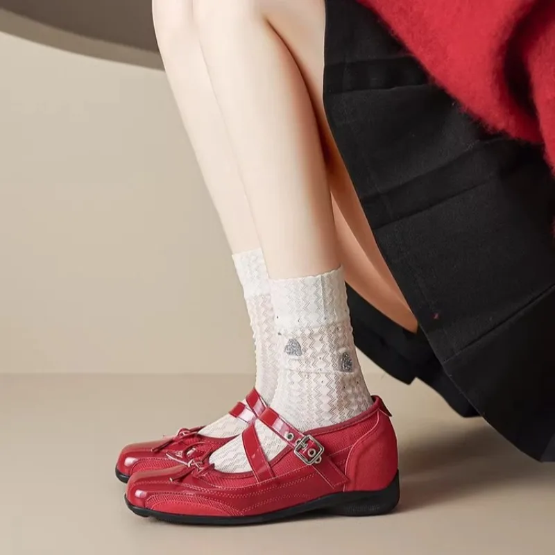 

Womens Mary Jane Shoes Exquisite Ballet Casual Shoes for Woman Fashion Sneakers Height Increase 6CM Designer Shoes Zapatos Mujer