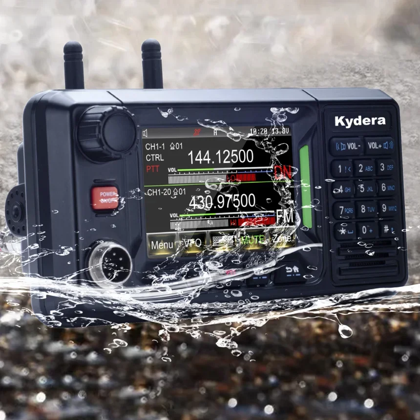 

IP67 waterproof vehicle radio Kydera CDR-500UV GMRS 30W MINI DMR mobile transceiver by touch screen Metal housing two way radio