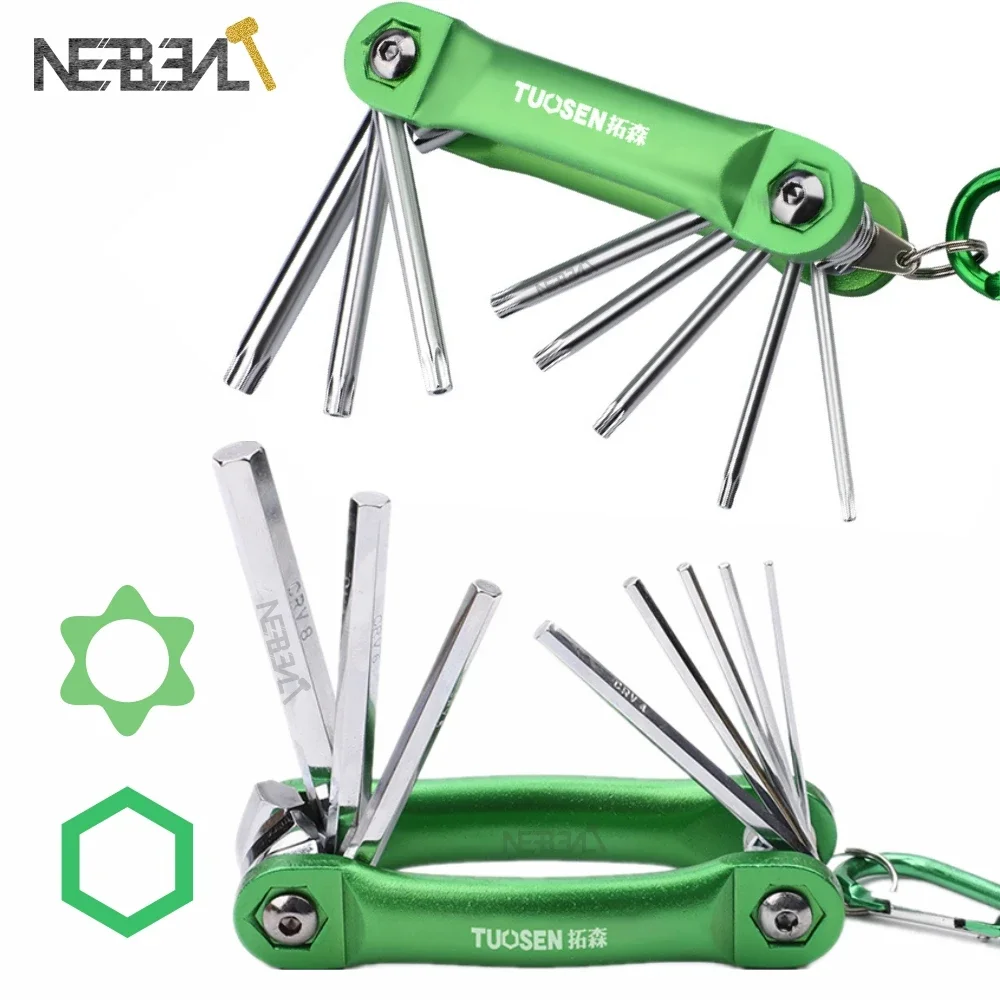 Klapp Tragbare Hex Schlüssel Metall Metric Chave Torx Allen Wrench set Hexagonal Hex Verkaufs-schraubendreher Allen Tasten Hand Werkzeug
