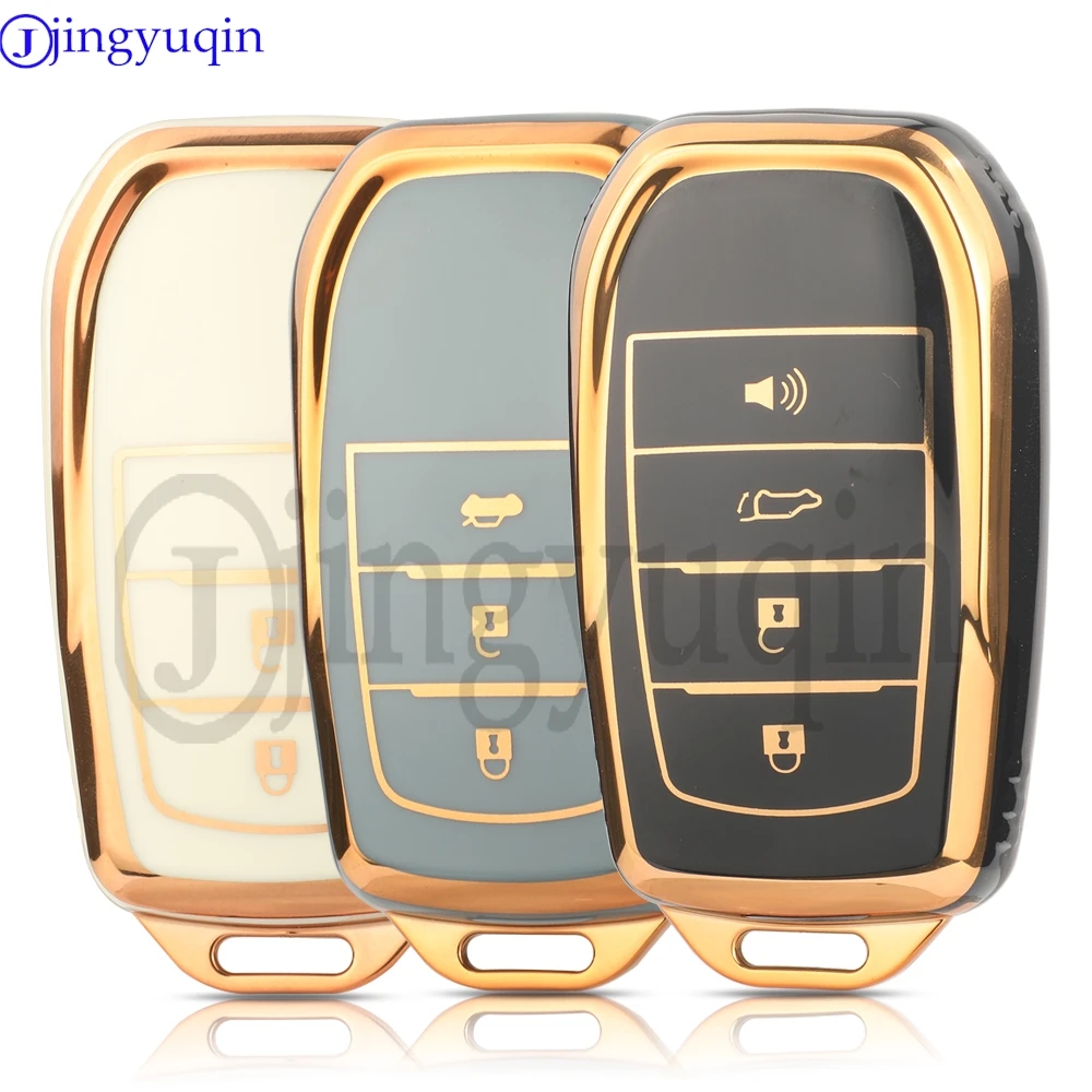jingyuqin Pokrowiec na kluczyk samochodowy z TPU do Toyoty CHR Hilux Fortuner Land Cruiser 200 Camry Corolla Crown RAV4 Highland
