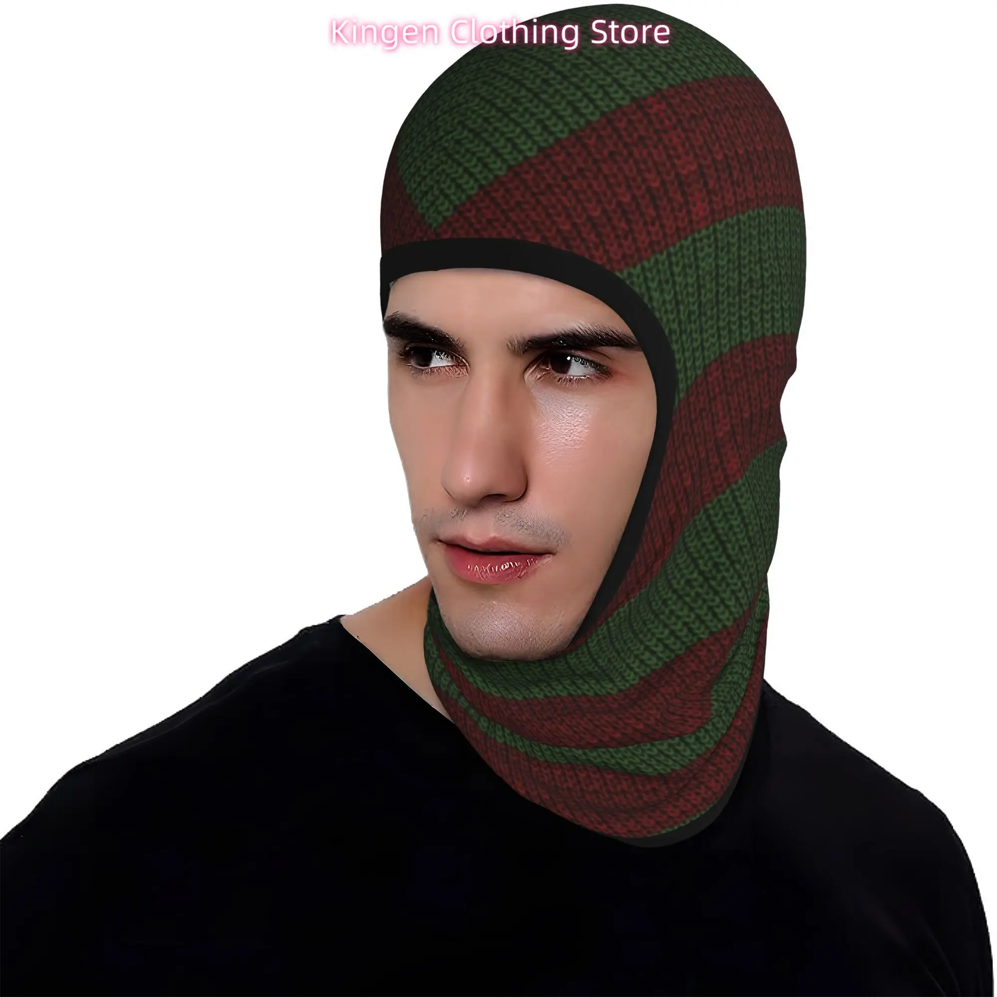 1pc Men' & Women' Red/Green Striped Knit Half-Face Mask - Hip-Hop Street Style Full Neck & Shoulder Protection Cover, Breathable