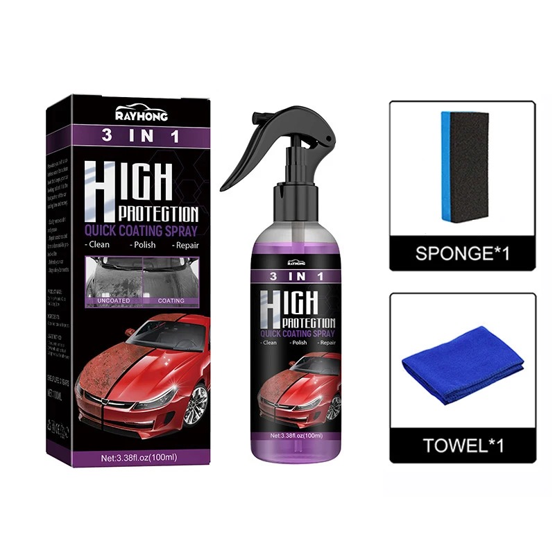 3 in 1 Scratch Repair Ceramic Coating Nano High Protection Plastic Refresh Fast Quick Polishing Paint Lotion Spray