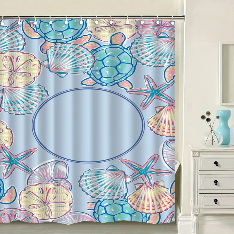 

Cartoon marine creatures washable Dirt-Resistant Shower Curtain Shower Head waterproof Polyester Bath Curtain For Home Decor