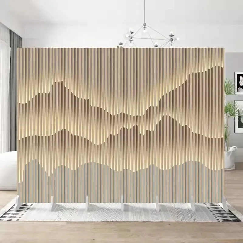 Solid Wood Room Divider Panel Light Luxury Simple Stackable Background Wall for Home Living Room Hotel Office Partition