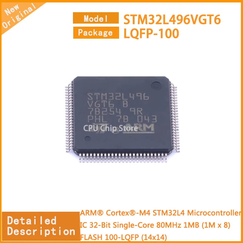 

5Pcs/Lot New Original STM32L496VGT6 STM32L496 Microcontroller IC 32-Bit Single-Core 80MHz 1MB (1M x 8) FLASH 100-LQFP (14x14)