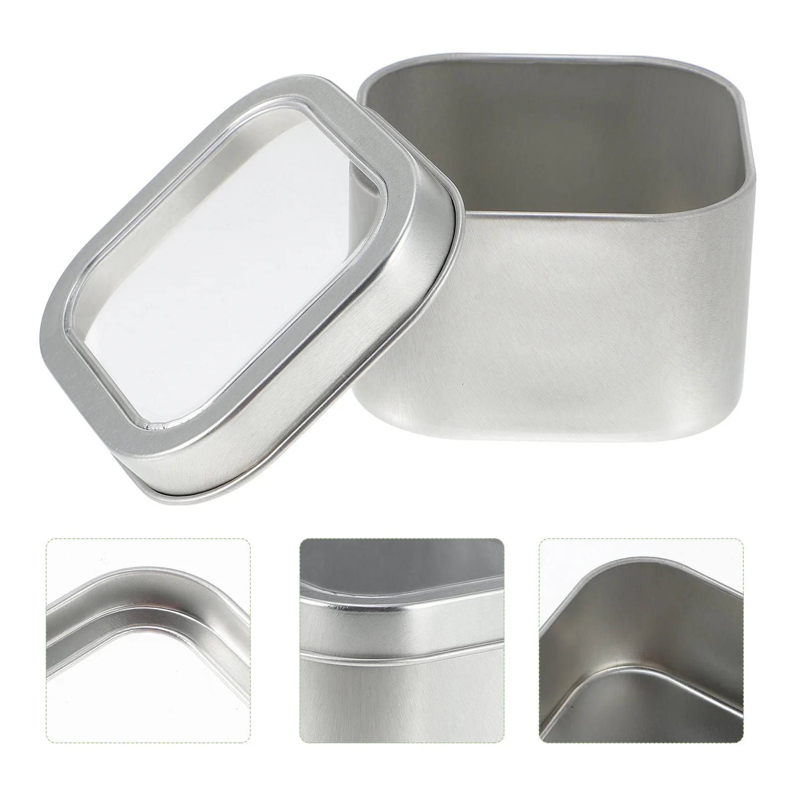 

15Pcs Gift Packaging Box Square Metal Tins Clear Window Lids Large Capacity Storage Containers Making DIY Cosmetics Box