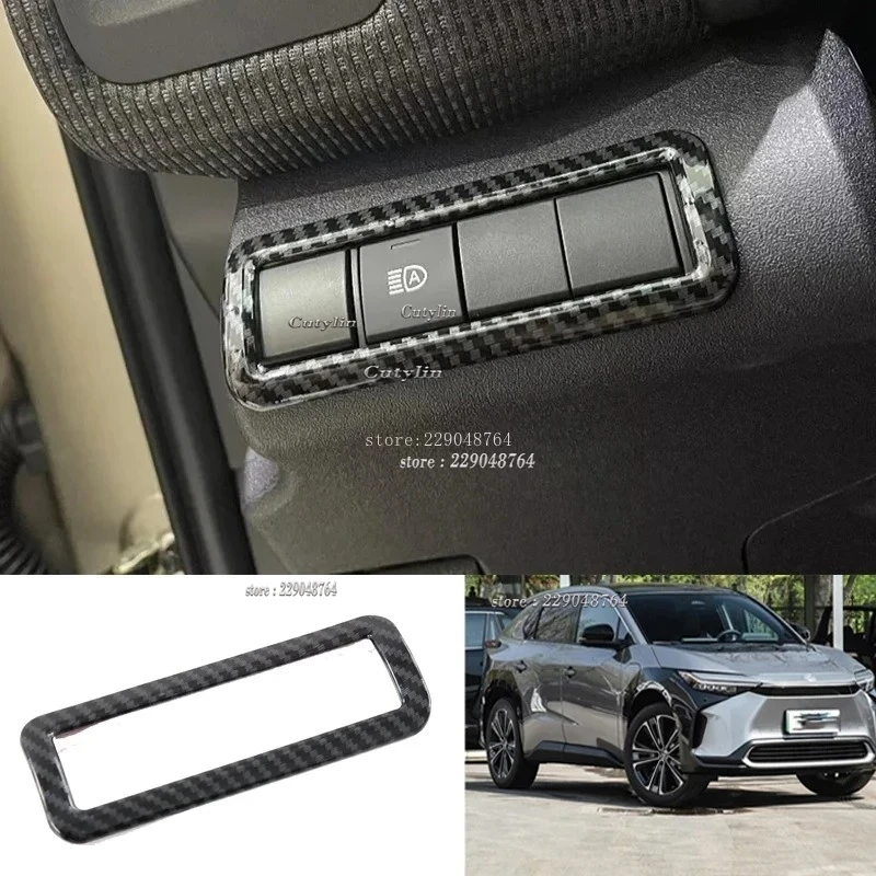 LHD For Toyota BZ4X EA10 2022 2023 2024 ABS Carbon Fiber Door Armrest Window Lift Switch Cover Gear Shift Air Vent Cover Trims