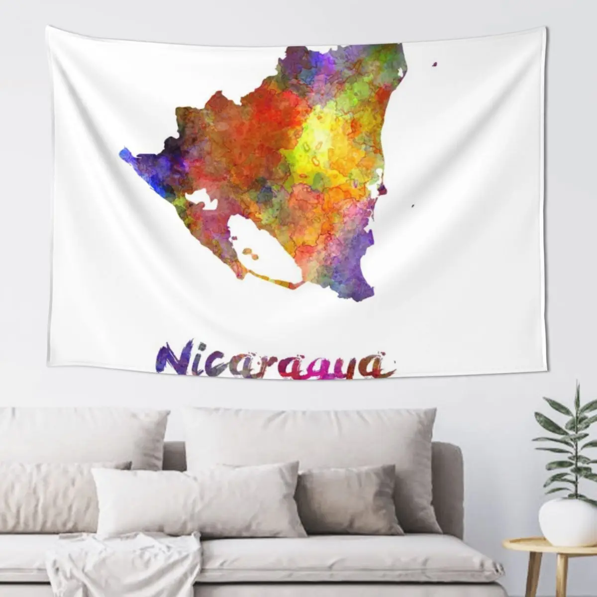 Nicaragua in watercolor Tapestry Decoration Home Bedroom Deco Korean Room Decor Tapestry