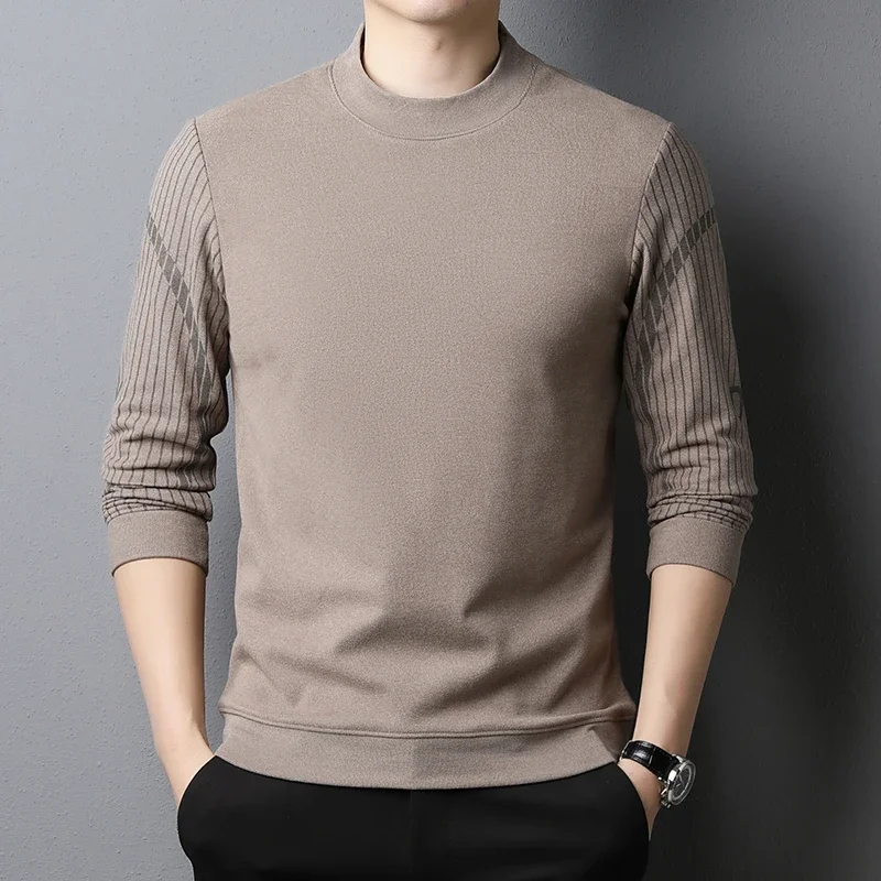 

New Spring Men's Round Neck Top Sweater Long Sleeved T-shirt Fashion Versatile