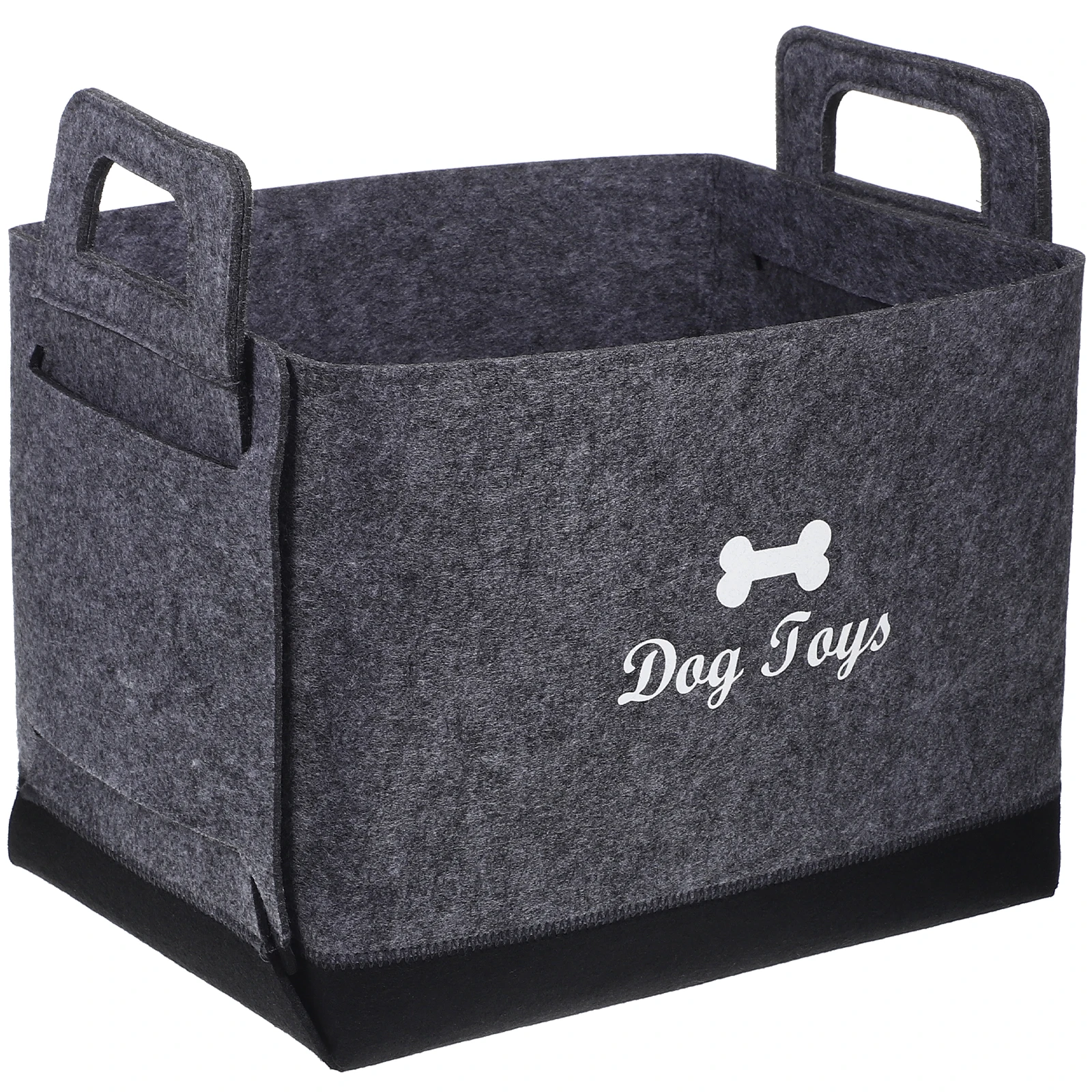 

Pet Toy Storage Felt Basket 28x20x21 Foldable Black Grey Dog Toy Organizer Container Storage Baskets Home Tidy Solution