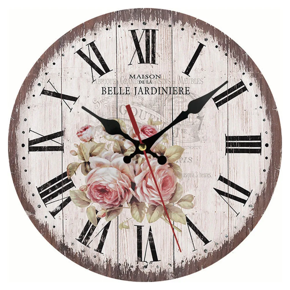 

Clocks Silent Clocks Decor Round Wall Clock Wall Mount Wooden Carft Vintage Wall Clock Part Name Easy To Install