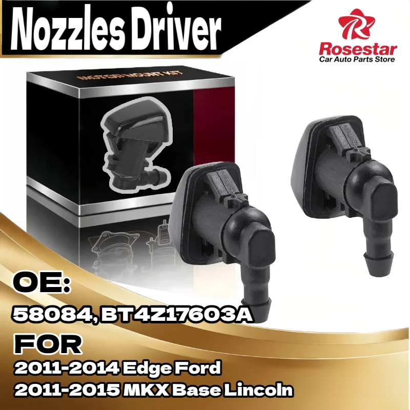 

BT4Z17603 Pair of 2 Windshield Washer Nozzles for Ford Edge Lincoln MKX, Fits BT4Z17603A 58084, Left & Right Side