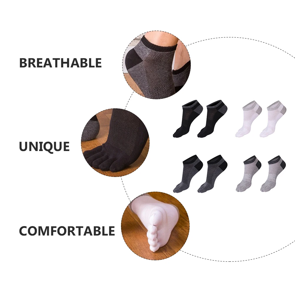 

8pcs Anti-fall Sports Socks Men Cotton Toe Running Ankle breathable elastic short five toes durable comfortable health
