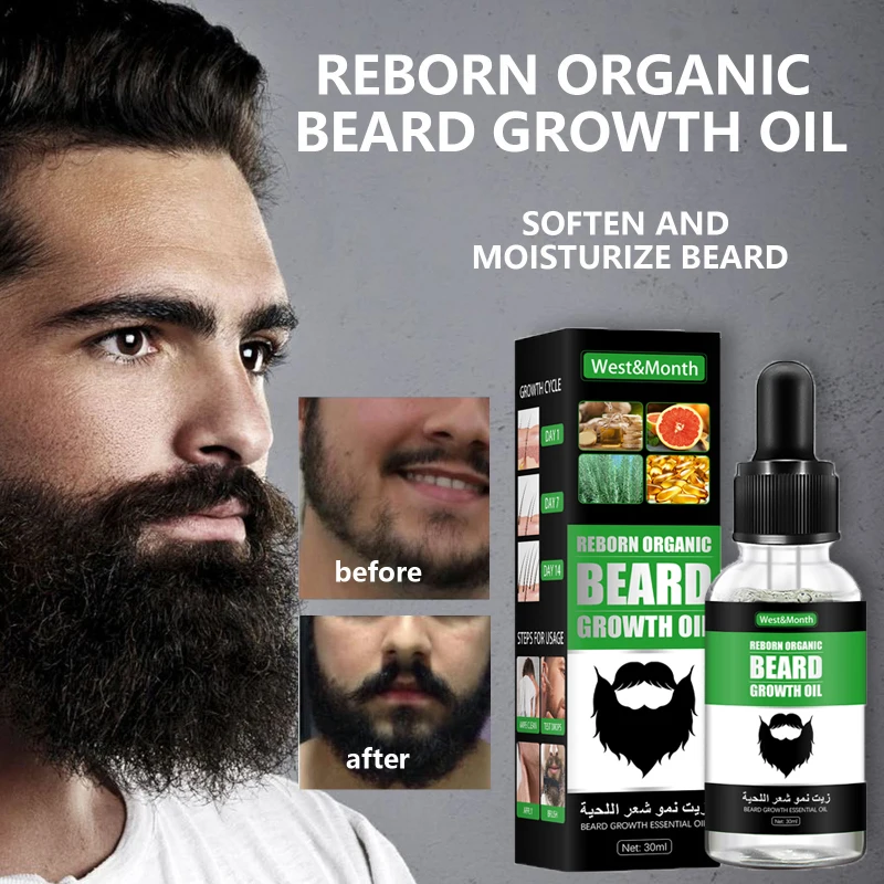 Men's Beard Growth Oil Liquid Nourishing Beard Chest Hair Growth Tool Essential Oil Professional Brazilian Keratin Rosemary Care