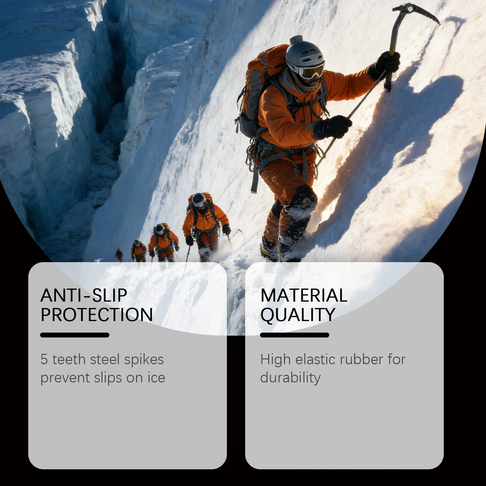 Universal 5-Tooth Ice Cleats - Durable Lightweight Portable Snow Anti-Slip Spikes for Hiking, Firm Grip Winter Shoe Crampons