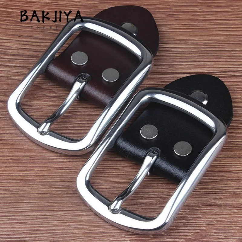 New Stainless Steel Pin Buckle Belt Clasp Head - Durable Versatile Business Fashion Men's Belt Buckle Inner Diameter 40mm