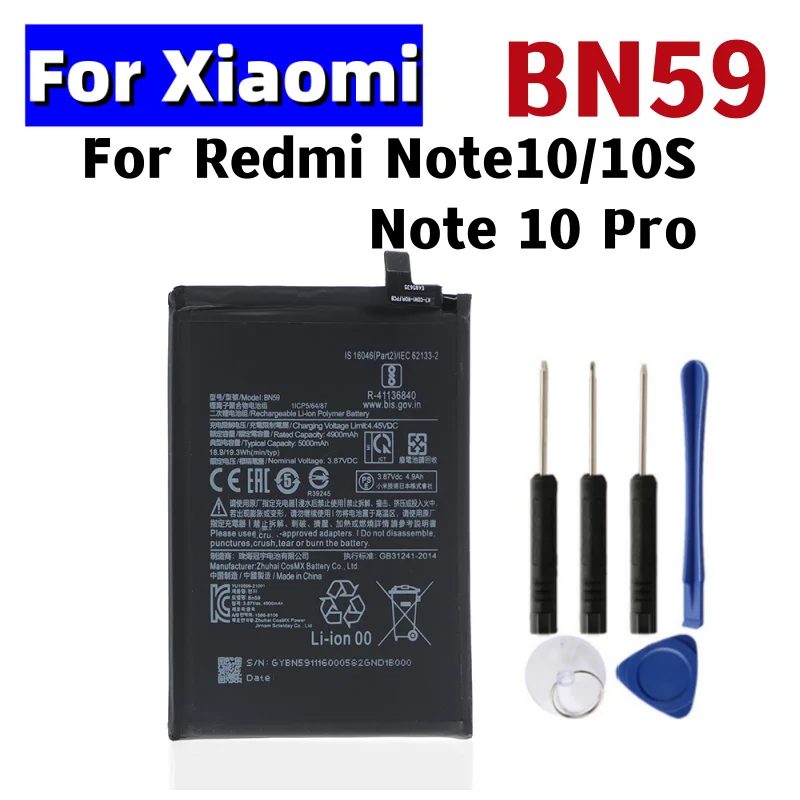 New High Quality BN59 4900mAh Battery For Redmi Note10 Note 10 Pro 10S Note 10pro Global+Free Tools