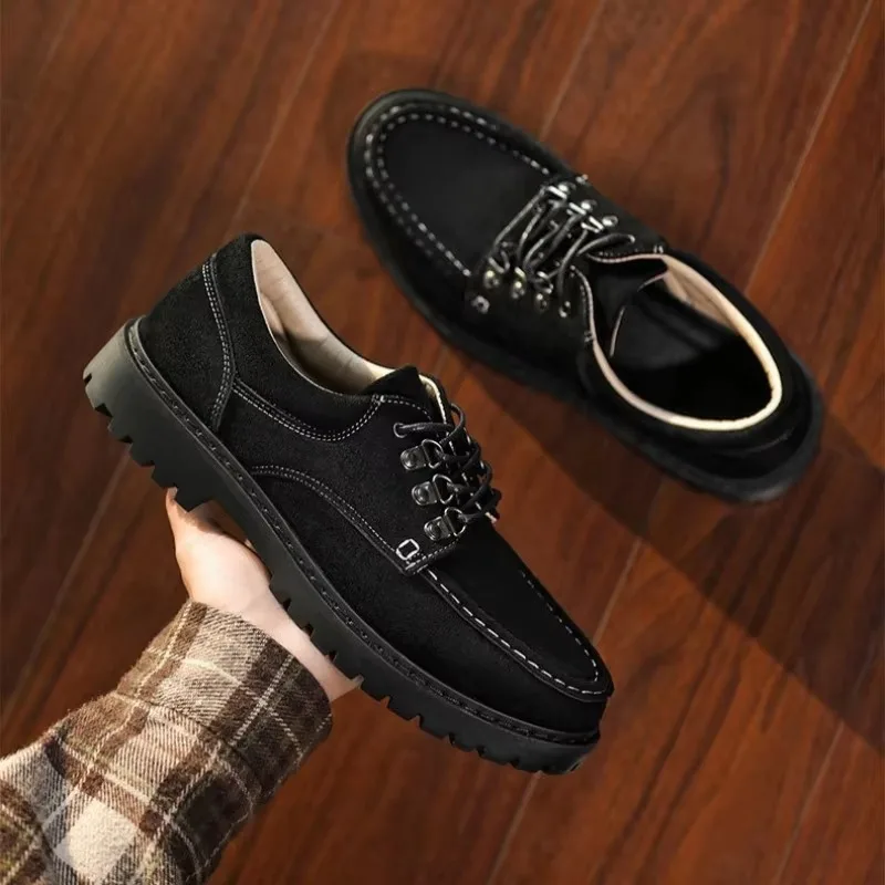 2026 Men's Suede Leather Casual Shoes Handmade Comfortable Men Business Walking Shoes Luxury Brand Male Dress Footwear De Hombre