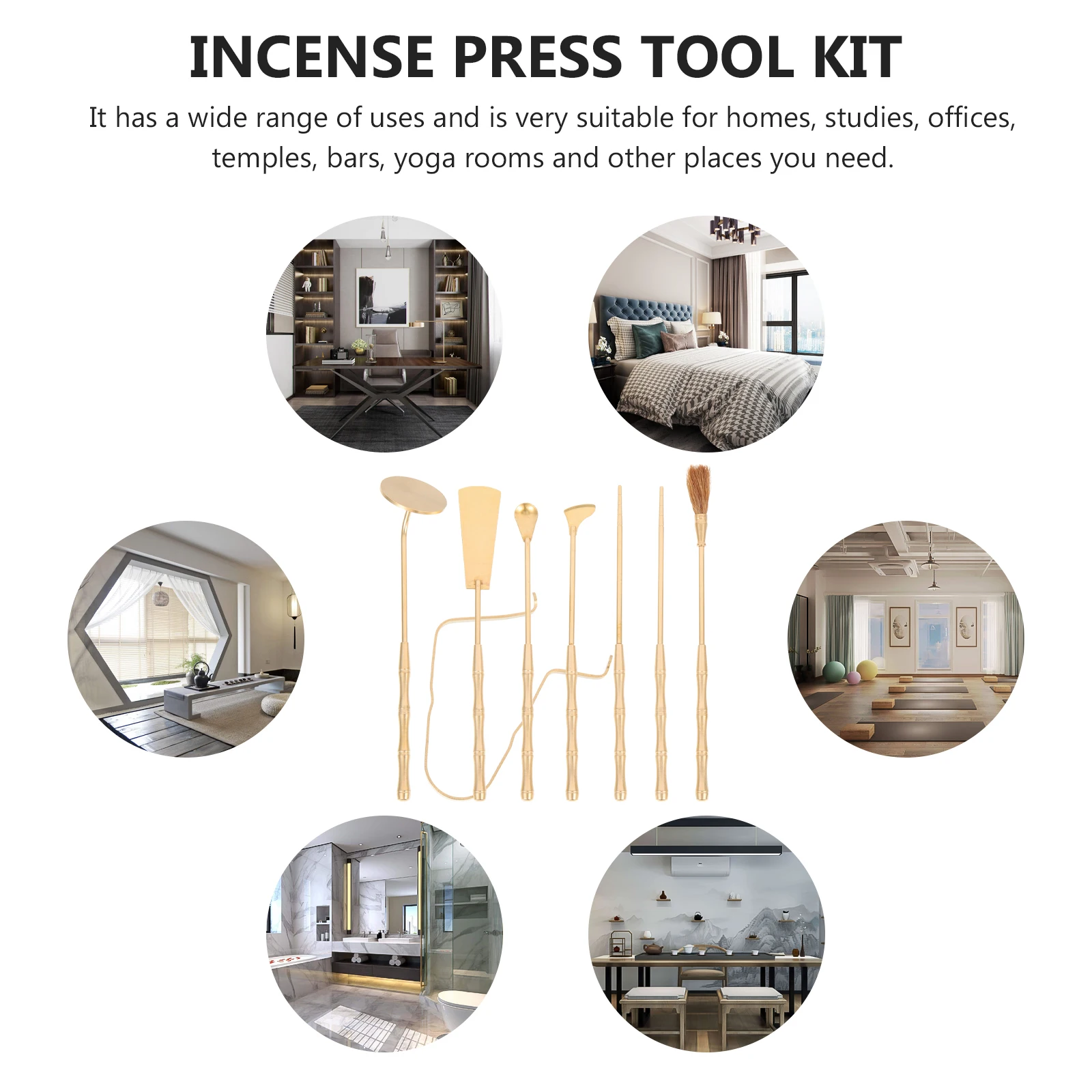 

7 Pcs Incense Tool Set Shovel Presser Kit Ash Mold Brass Strong Practical Homes Offices Temples Yoga Rooms Gifts
