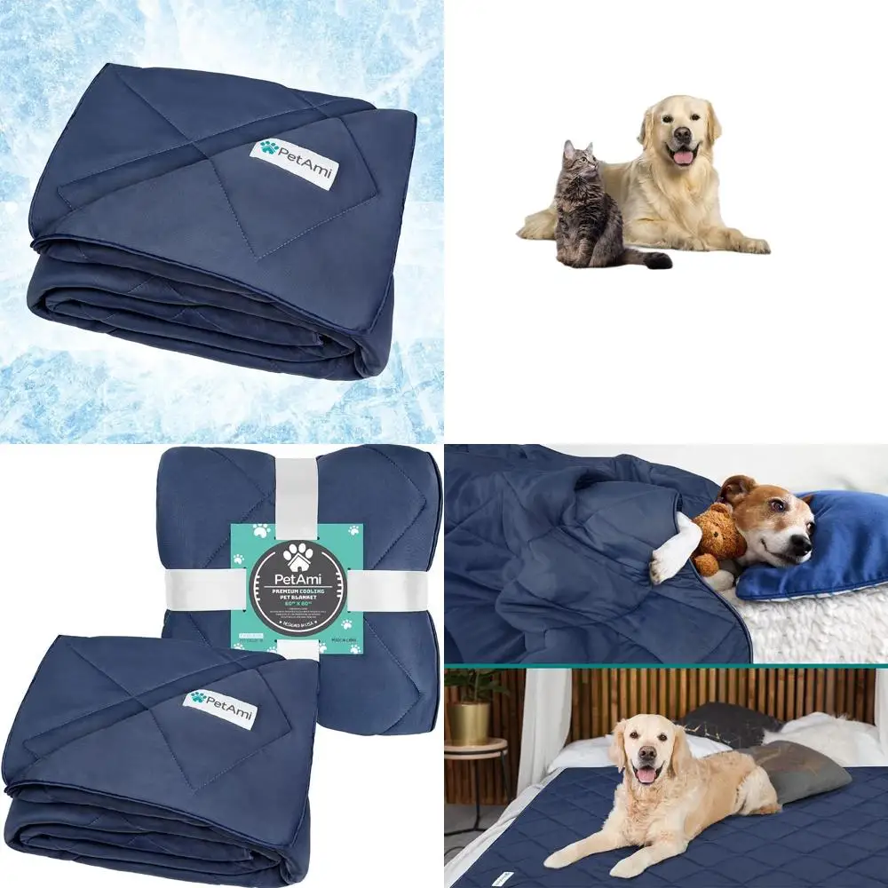 

Luxury Cozy Dog Blanket - Soft & Lightweight Pet Throw for Dogs & Cats | Furniture-Safe Couch Cover | Reversible Navy Blue, 90x9