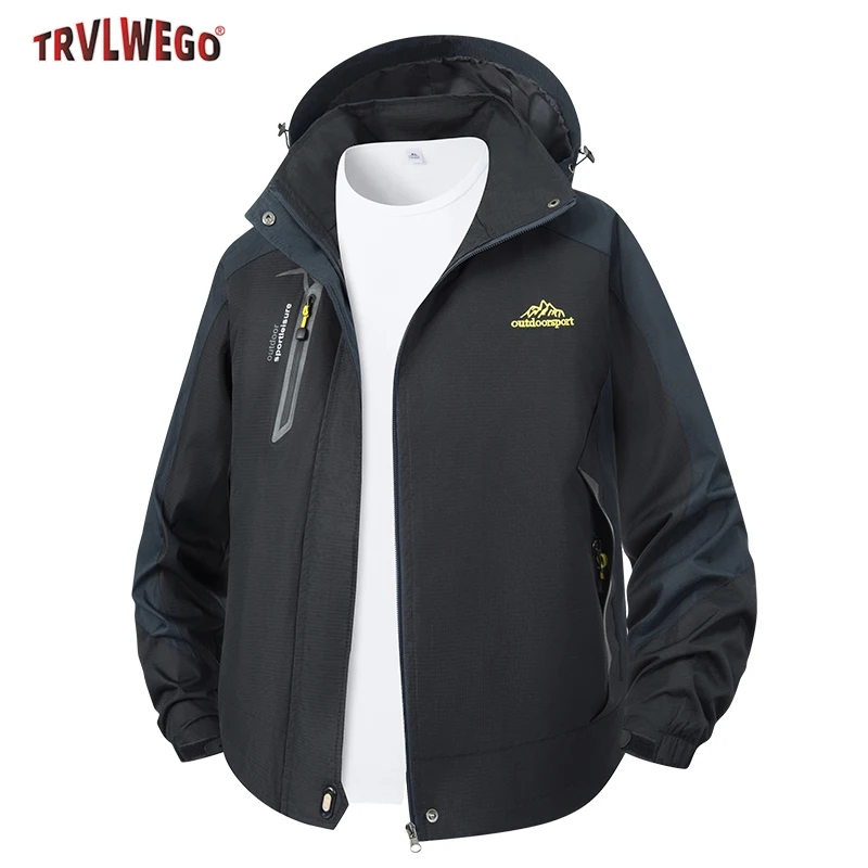 メンズ防水レインジャケット裏地付きウィンドブレーカーカジュアル春秋釣りハイキングアウトドアレジャージャケット18度対応