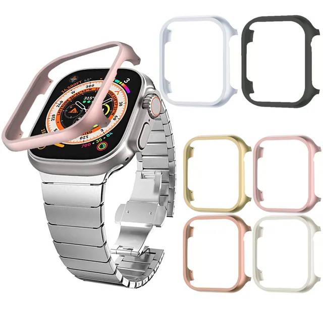 Akcesoria do etui Apple Watch 45mm 44mm metalowy zderzak osłona ochronna rama do etui IWatch Series SE 7/6/5/4 aluminiowe złoto