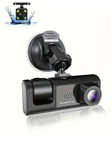 Dash Cam W/ IR Night Vision Loop Recording & 2" IPS Screen 1080P 3 Camera ， DVR recorder, video recorder, Vehicle DVR