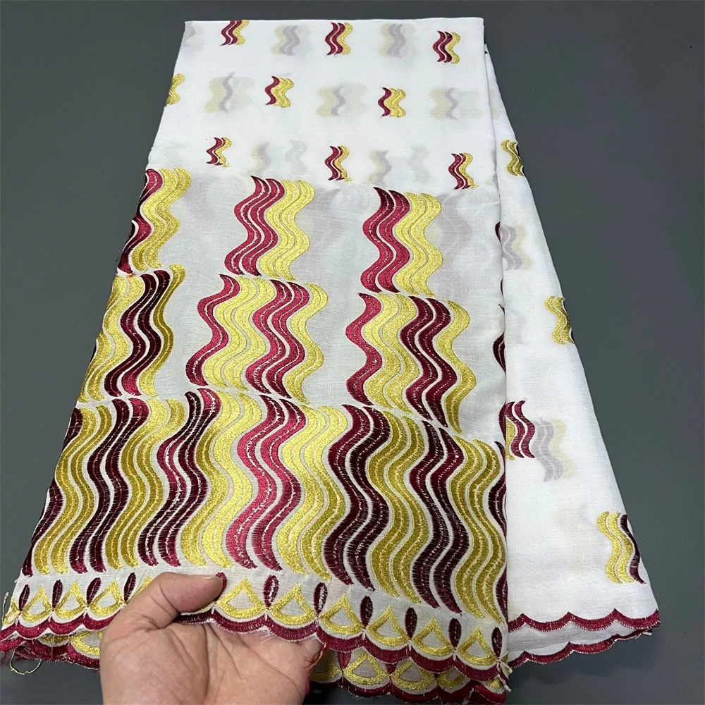 

2025 High-Quality African Nigerian Tulle Lace Fabric for Sewing Wedding Party Gown Dress,Embroidered Cotton Damask (5 Yards)