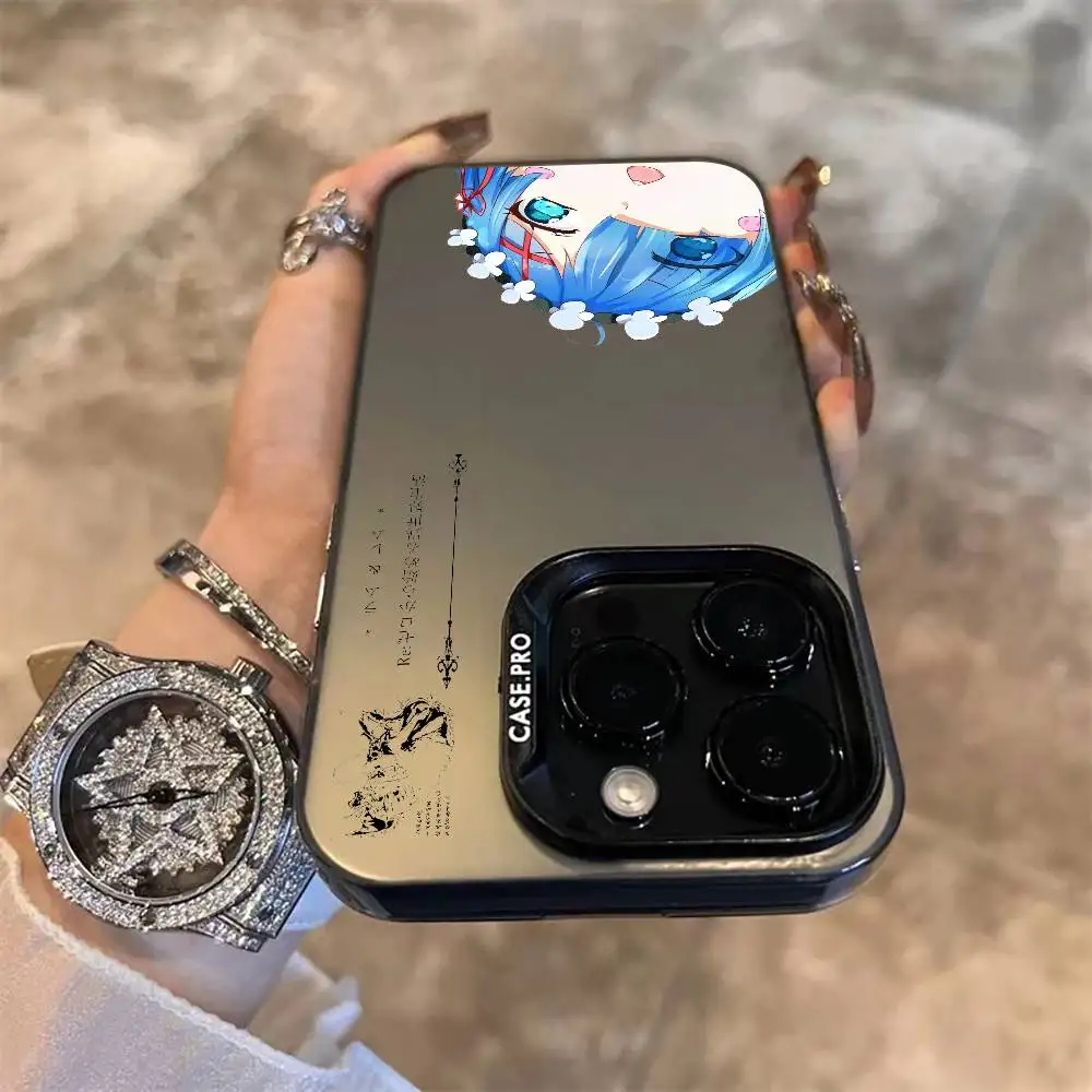 Japão anime re z-zeroes bonito caso de telefone para iphone 16 15 14 13 12 11 plus pro max multicolorido aurora laser à prova de choque funda capa