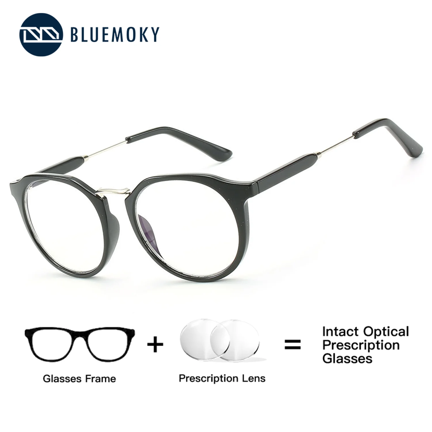 

Круглые очки по рецепту BLUEMOKY, женские прогрессивные мультифокальные очки для близорукости на заказ, оптические линзы с рецептом, фотохромные