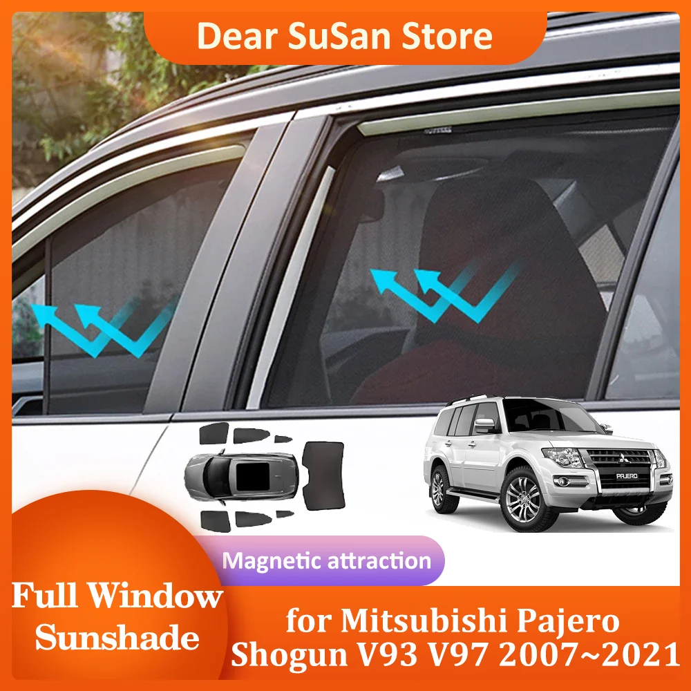 Car Magnetic Sunshade for Mitsubishi Pajero Montero Shogun V93 V97 Roof Windshield Curtain Sun Visor Window Cover Accessories