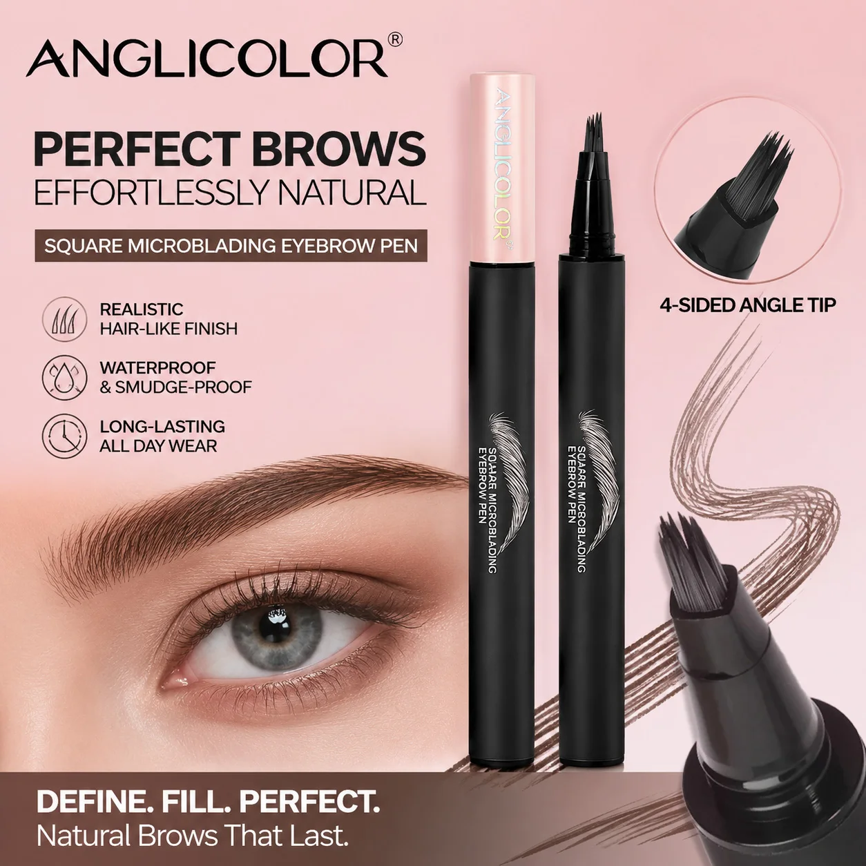Multi-fork Velvet Wild Eyebrow Pencil Square Angled Brush 3D Brow Dye Cream Hairline Anti-smudge Waterproof Eyebrow Tint Pen