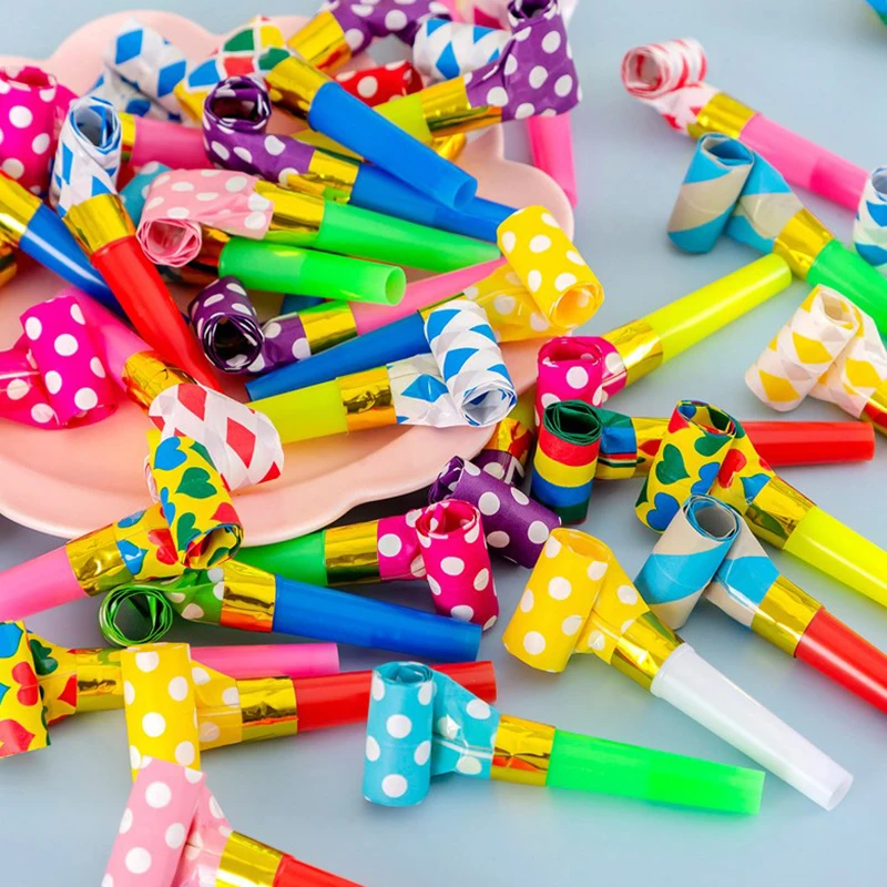 10 Stuks Kleurrijke Feest Uitbarstingen Fluitjes Noice Maker Speelgoed Voor Kinderen Verjaardagsfeestje Gunsten Geschenken Speelgoed Willekeurige Kleuren Nieuwigheid Speelgoed