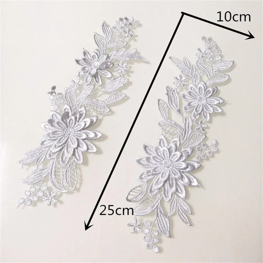 1 paio di fiori 3D ricamo floreale Applique Trim per gonna da sera vestiti collare di pizzo decorazione Patch cucito su accessori