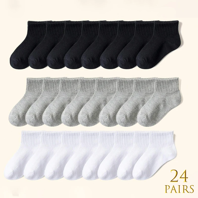 24 paires de chaussettes classiques à rayures pour bébé, chaussettes pour enfants douces et confortables et respirantes, adaptées à un usage quotidien par garçons et filles