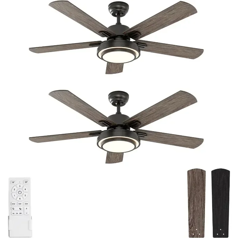 Warmiplanet Ceiling Fans with Lights and Remote Control 6 Speeds Reversible DC Motor 3 Color Dimmable Light Timer Noiseless