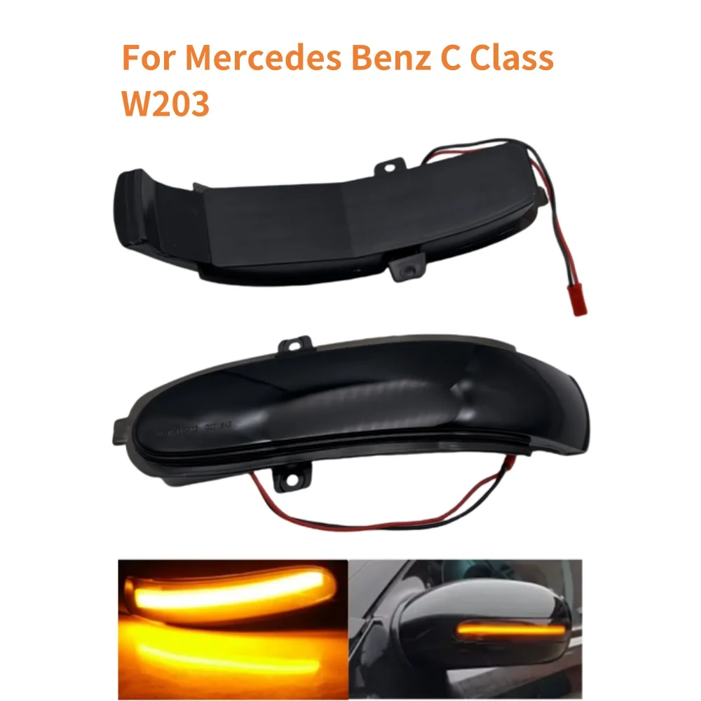 

New 2pcs Flashing Water Dynamic Blinker For Mercedes Benz C Class W203 S203 CL203 2001-2007 LED Turn Signal Side Mirror Light