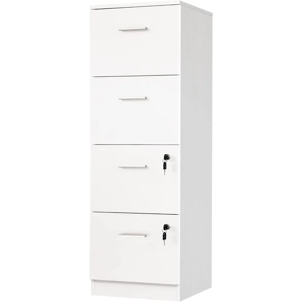 

4-Drawer File Cabinet with Lock, 15.86" Deep Vertical , Storage File Drawers for Letter A4-Sized Files,Need to Assemble, White