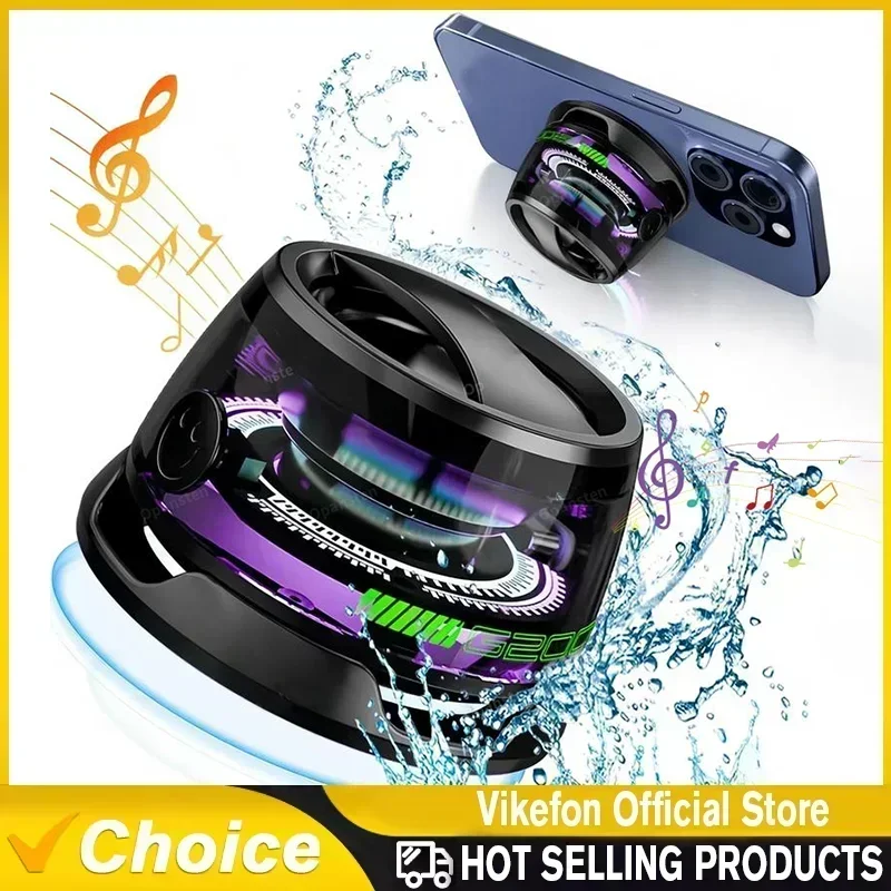 

Portable Outdoor Bluetooth Speaker with RGB Lights, Wireless Stereo Sound, Phone Holder for IPhone/Android, Mini Travel Speaker