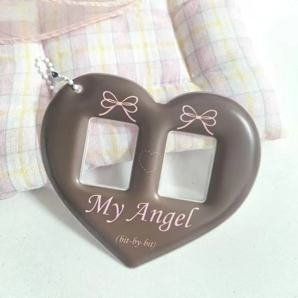

Creative Love Heart Photocard Holder 2 Slots 1 inch Card Holder with Keychain Cute Idol Photo Protective Cover for Girls