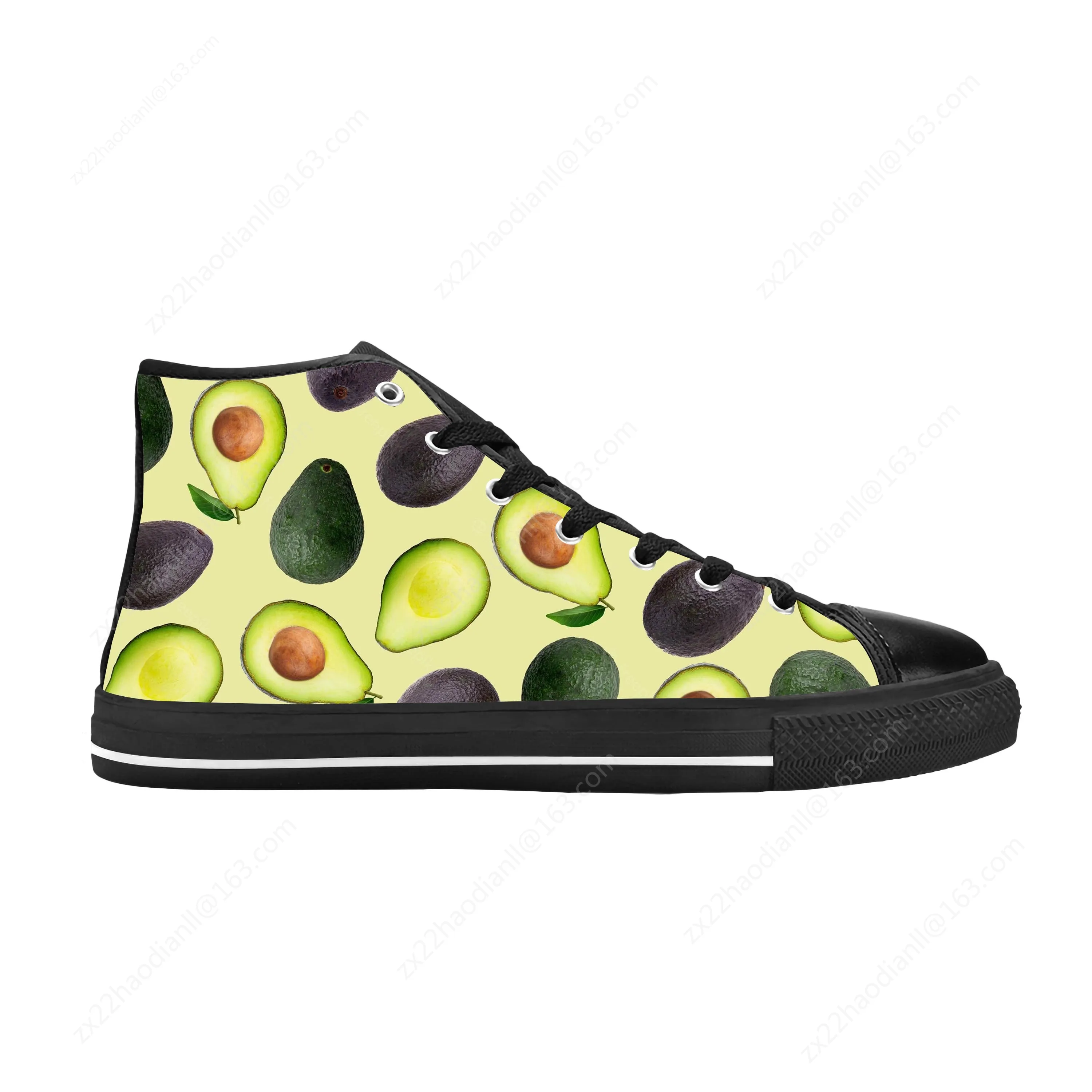 Avocado Pattern Fruit Anime Cartoon Manga Comic Casual Cloth Shoes High Top Comfortable Breathable 3D Print Men Women Sneakers