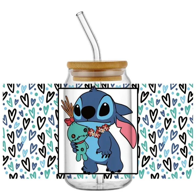 

HOT Cute Stitch 3D UV DTF New Design Cartoon Transfers Stickers 16oz Decal Cup Wraps Printed For DIY Glass Wholesale