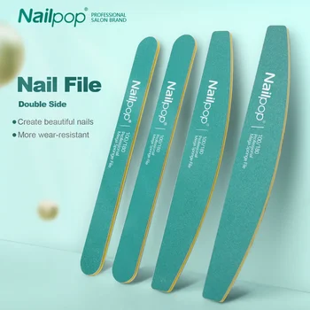 NAILPOP 10 pièces limes à ongles professionnelles grain 100/180 demi-lune polissage meulage manucure pédicure à la maison tampons à ongles pour bricolage