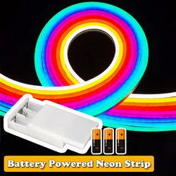 Neon LED Strip Battery Operated, 9Colors Neon Rope Lights With Battery Box Flexible DIY Design for Glow Neon Party Birthday