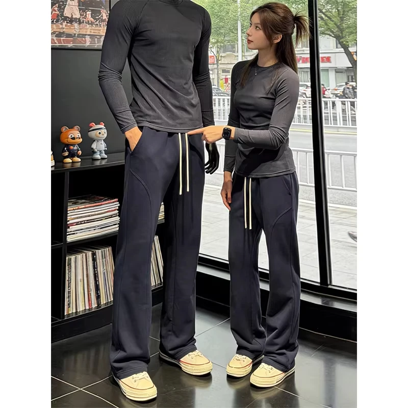 Slimming Blue Blade Angle Cut Sweatpants Men's Fitness Sports Straight Leg Casual Pants American Style Spring Leisure Trousers