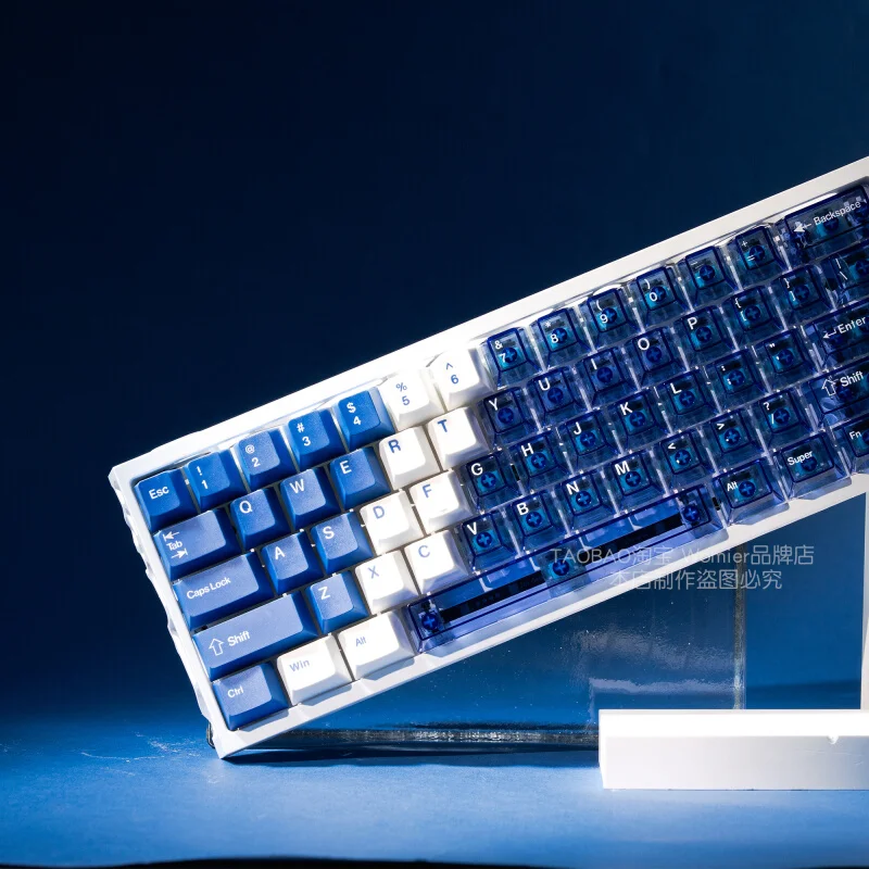 

Double spell pbtpc transparent fog transparent mechanical keyboard 68-87-108 keycap custom pink light transmission