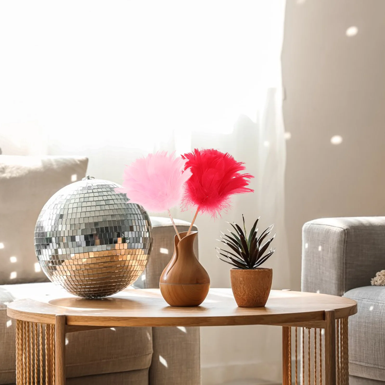 

3pcs Plume Flower Decor: Realistic Three-Tone Artificial Floral Arrangement For Home Office Indoor Decor Table Centerpiece